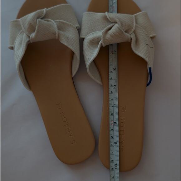 Rothy's The Knot White Slip On Flat Slide Fabric/Leather Sandals, size 8.5 - Picture 3 of 3